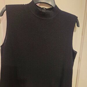 ST. JOHN knit mock neck sleeveless top, black, Medium
